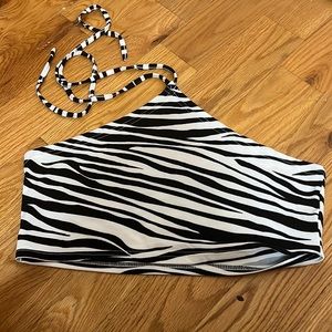Zebra triangle halter neck crop top.